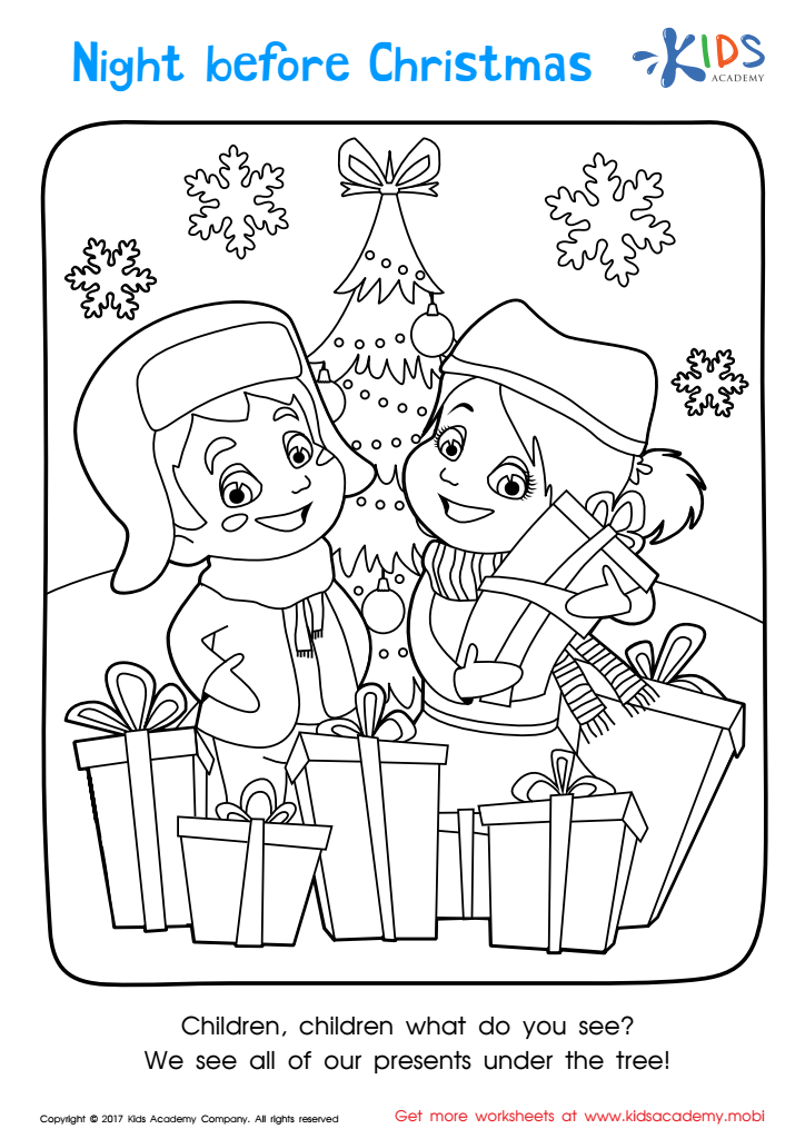 Girl and Boy Christmas Coloring Page